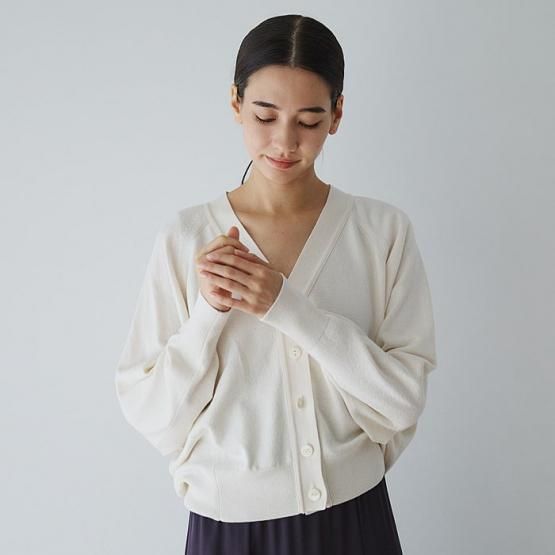 DRESS HERSELF オンライン カーディガン/シルクコットンVネック DRESS HERSELF オンライン カーディガン/シルクコットンVネック