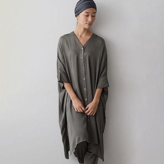 DRESS HERSELF シャツワンピース/シルクVネック