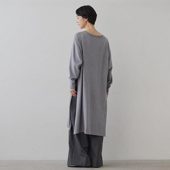 DRESS HERSELF オンライン ニットワンピース/シルクウール ロングスリット