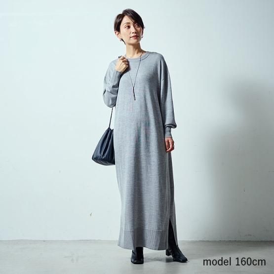 DRESS HERSELF オンライン ニットワンピース/シルクウール クルーネック