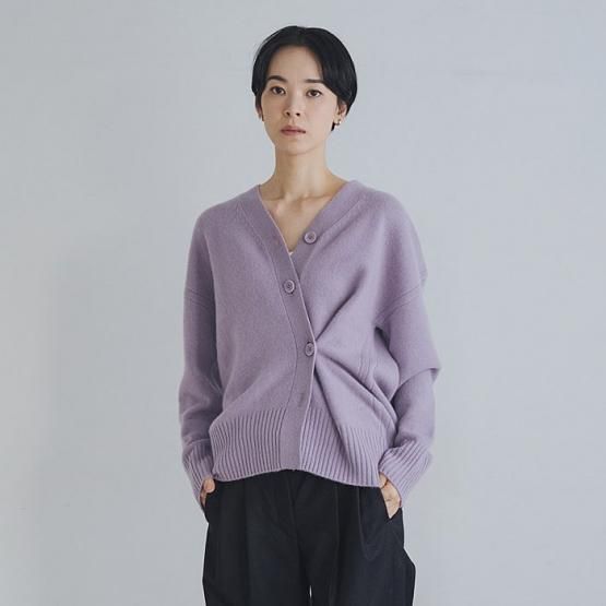 lie a' lie-h カシミヤ100% 綺麗めストライプ 長袖カーディガン