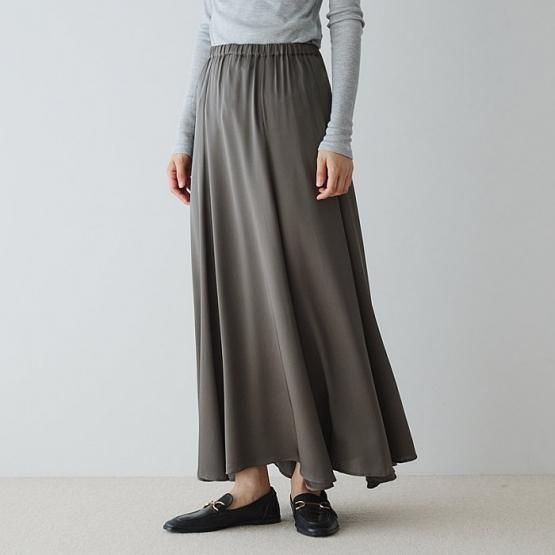 美品⭐セシリーバンセン ホワイト フレアロングスカート シルク