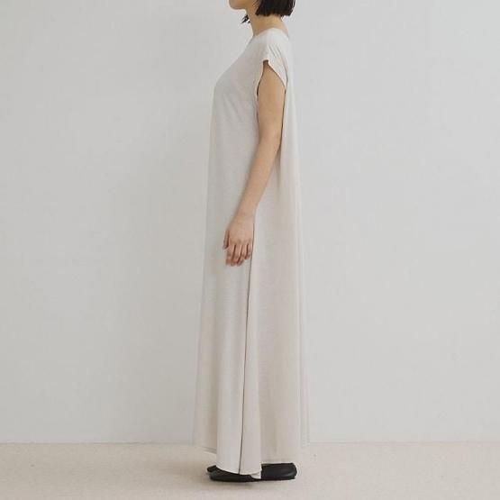 上質 シルク ドレープ ワンピース リネン リボンベルト ふんわり 麻 フレア DRESS HERSELF ドレスハーセルフオンライン カットソー/シルク