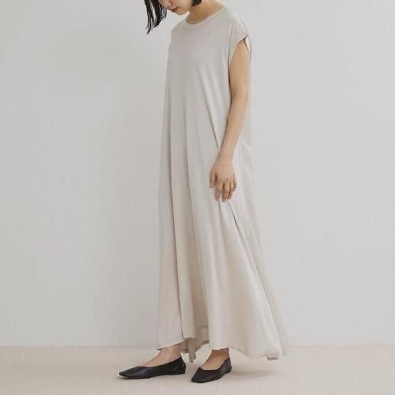 ライト様 アンタイトル リネンライクフレアワンピース 洗える 日本製 S~M DRESS HERSELF ドレスハーセルフオンライン カットソー/シルク