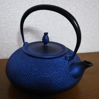 お値下げ】南部鉄器鉄瓶みやび青1L