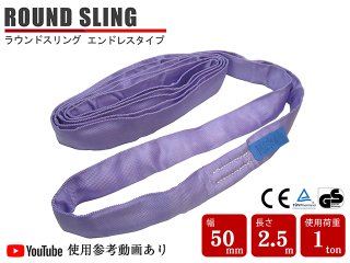ラウンドスリングストラップ 2.5M(5M) 紫 パープル 1t スリングベルト ベルトスリング ストラップ エンドレスタイプ サークルスリング 軽量スリング N型 ラウンド型 吊り上げ