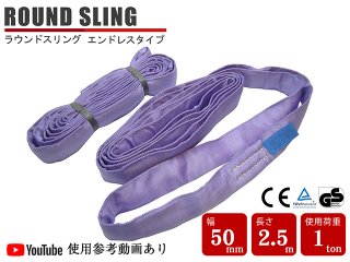 ラウンドスリングストラップ 2.5M(5M) 紫 パープル 1t スリングベルト 【2本セット】 ベルトスリング ストラップ エンドレスタイプ サークルスリング 軽量スリング N型 ラウンド型