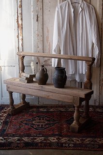 侘びたベンチ-antique oak bench