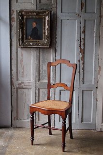 正統派なウォールナットラタンチェア-antique rattan chair
