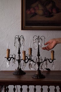 ペアのスタンドシャンデリア-antique pair stand chandelier
