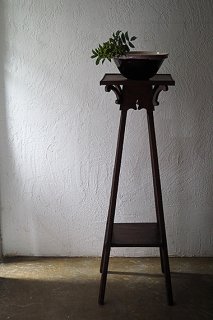 線と弧 オーク花台-antique oak flower stand
