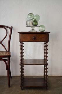 引き出し付きボビン脚花台-antique french oak plant stand