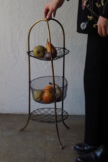 真鍮3段の果物シェルフ-antique brass fruit stand
