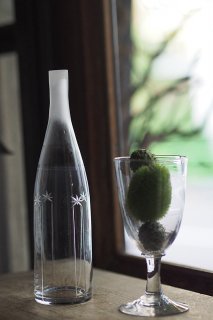 星の配列ガラスボトル-vintage cut glass liqueur bottle