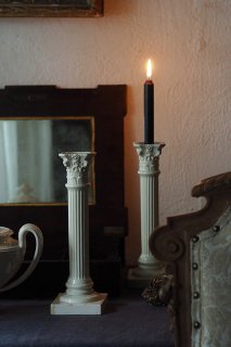 クリームウェア円柱燭台-pair antique cream ware candle stand
