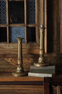 アンピール様式 ペア燭台-antique pair brass candle stand