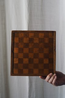 市松幾何学枠 納めの美学-antique inlay chess board