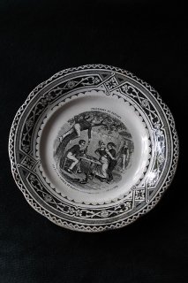 ワンシーン枠の中 お皿-antique pottery plate