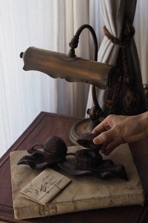 くるみ象るインクポット-antique wood ink pot