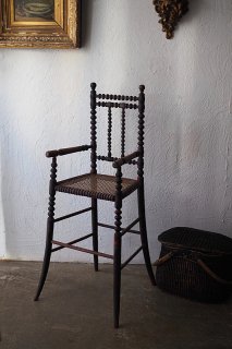 ラタンチャイルドチェア-antique doll high chair