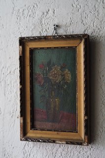 花瓶と薔薇 油絵-antique oil painting frame