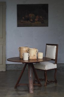 オークの丸テーブル-antique oak tilt top table
