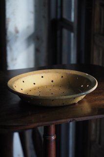 アンティーク 陶器の水切り皿-antique pottery bowl