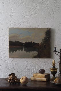 バルビゾン派風景画-antique oil painting