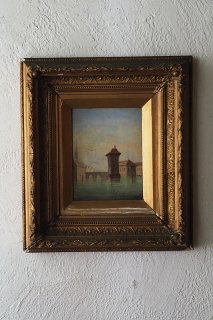揺蕩う水の街 油絵-antique oil painting frame