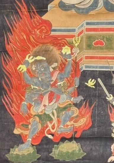 「五大明王像図」江戸時代中期頃筆 掛軸 1幅|不動明王 仏教美術 真言宗 五大明王像図」江戸時代中期頃筆 掛軸 1幅|不動明王 仏教美術