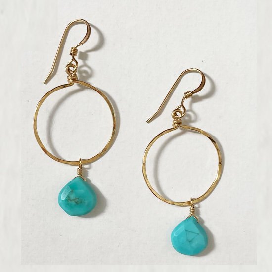 ノエラニハワイ ピアス ”Hoop-Turquoise ” 14kgf - Ma kai Online Store