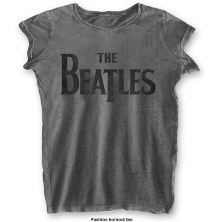 THE BEATLES Drop T Logo with Burn Out Finishing Blk, ǥT