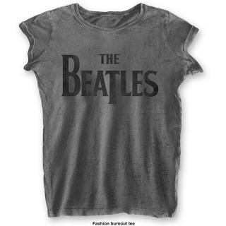 THE BEATLES Drop T Logo with Burn Out Finishing Blk, ǥT