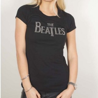 THE BEATLES Drop T Logo with Rhinestone Application Blk, ǥT