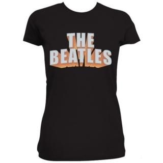 THE BEATLES 3D Logo with Rhinestone Application Blk, ǥT