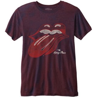 THE ROLLING STONES Vintage Tongue Logo With Burn Out Finishing, T