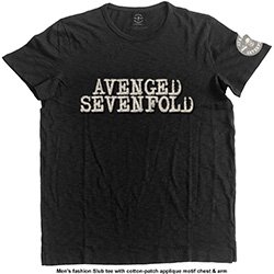 AVENGED SEVENFOLD Logo & Death Bat with Applique Motifs, Tシャツ