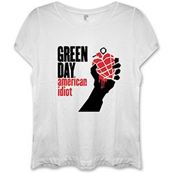 GREEN DAY American Idiot with Skinny Fitting Wht, レディースTシャツ