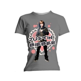 JUSTIN BIEBER Cut Out Hearts with Skinny Fitting, レディースTシャツ