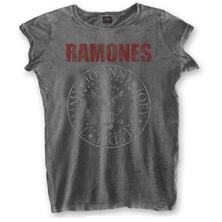 RAMONES Presidential Seal With Burn Out Finishing, レディースTシャツ