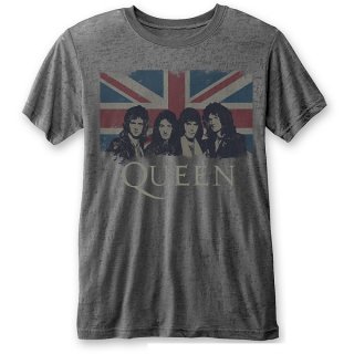 QUEEN Vintage Union Jack with Burn Out Finishing, Tシャツ