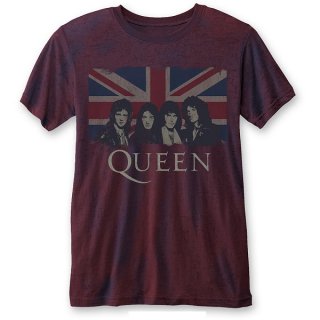 QUEEN Vintage Union Jack (Burn Out) Red, Tシャツ
