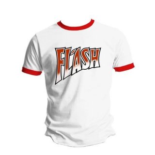 QUEEN Flash White & Red Ringer, Tシャツ