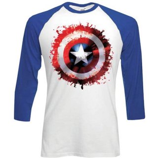 MARVEL COMICS Captain America Splat, ラグラン七分袖シャツ