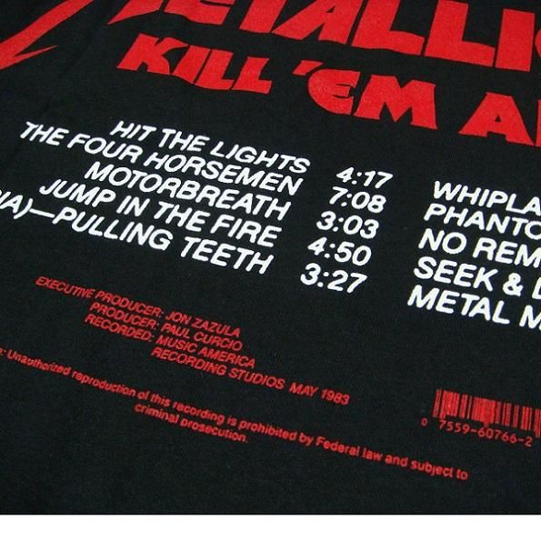 METALLICA Kill 'Em All Tracks, Tシャツ - バンドTシャツ専門店