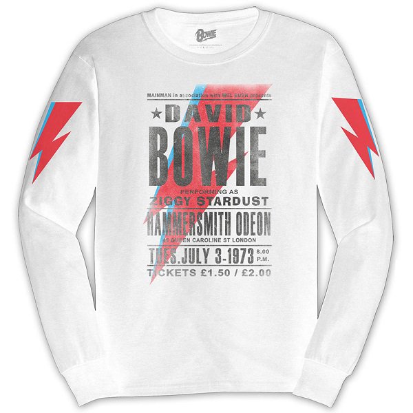 DAVID BOWIE Hammersmith Odeon Wht, ロングTシャツ - バンドTシャツ