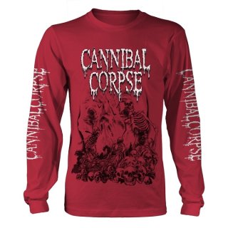 CANNIBAL CORPSE Pile Of Skulls 2018 Red, ロングTシャツ
