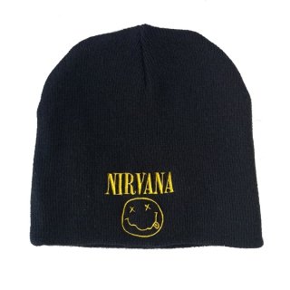 NIRVANA Smiley Logo No Cuff, ニットキャップ