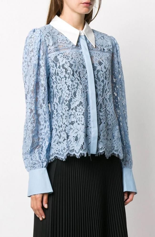 フローラルレース 長袖 カラー トップス ライトブルー 水色 セルフポートレイト通販 Self Portrait Style フローラルレース 長袖 カラー トップス ライトブルー 水色 セルフポートレイト通販 Self Portrait Style