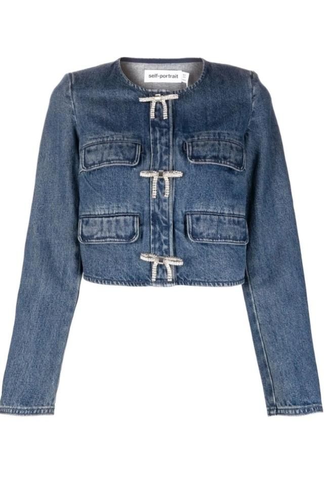 緑林シリーズ Self Portrait 23SS デニム クロップ トップ ジャケット